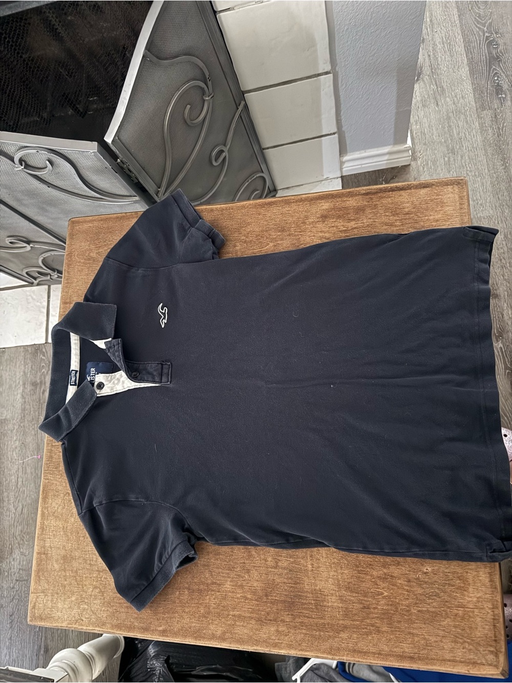 Hollister Black Polo with Contrast Inner Placket